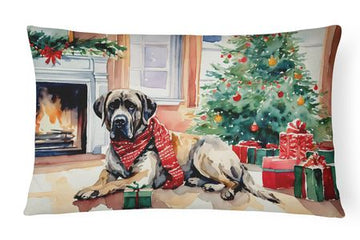 Cozy Christmas Mastiff Decorative Throw Pillow