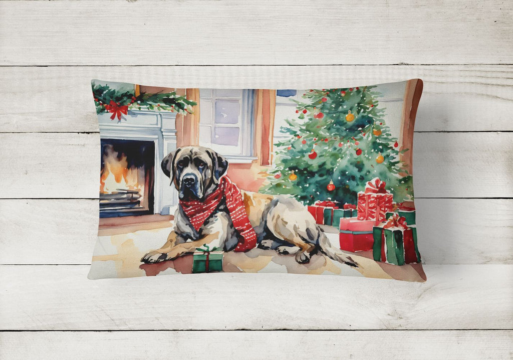 Cozy Christmas Mastiff Decorative Throw Pillow