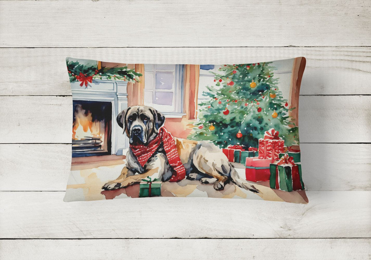 Cozy Christmas Mastiff Decorative Throw Pillow
