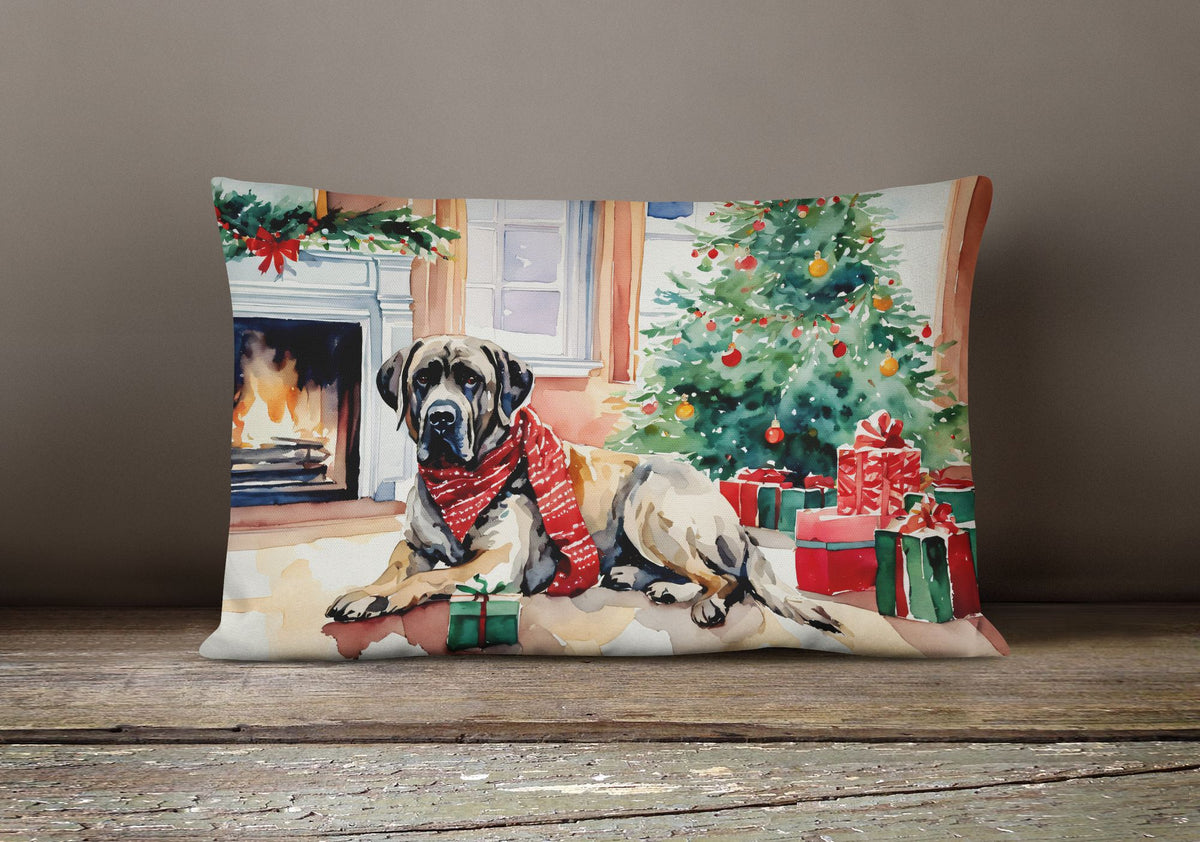 Cozy Christmas Mastiff Decorative Throw Pillow