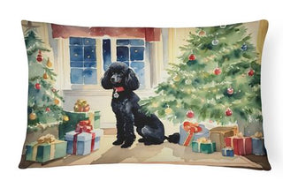 Cozy Christmas Poodle Indoor-Outdoor Throw Pillow