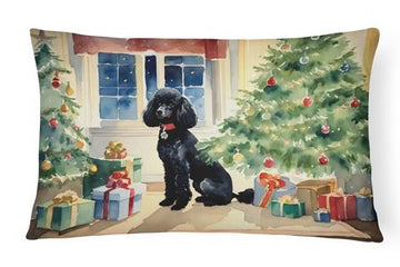 Cozy Christmas Poodle Indoor-Outdoor Throw Pillow