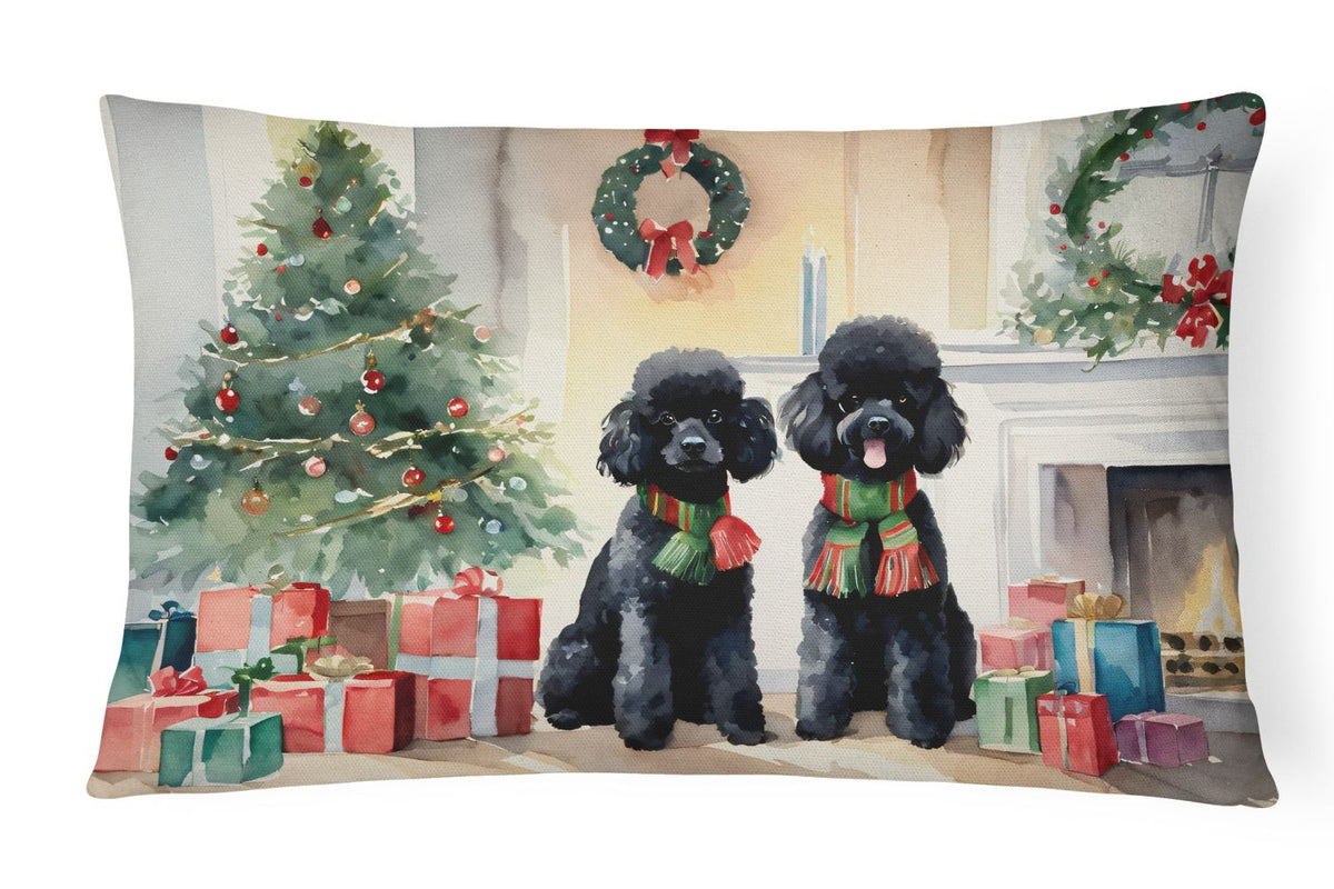Cozy Christmas Poodle Indoor-Outdoor Throw Pillow