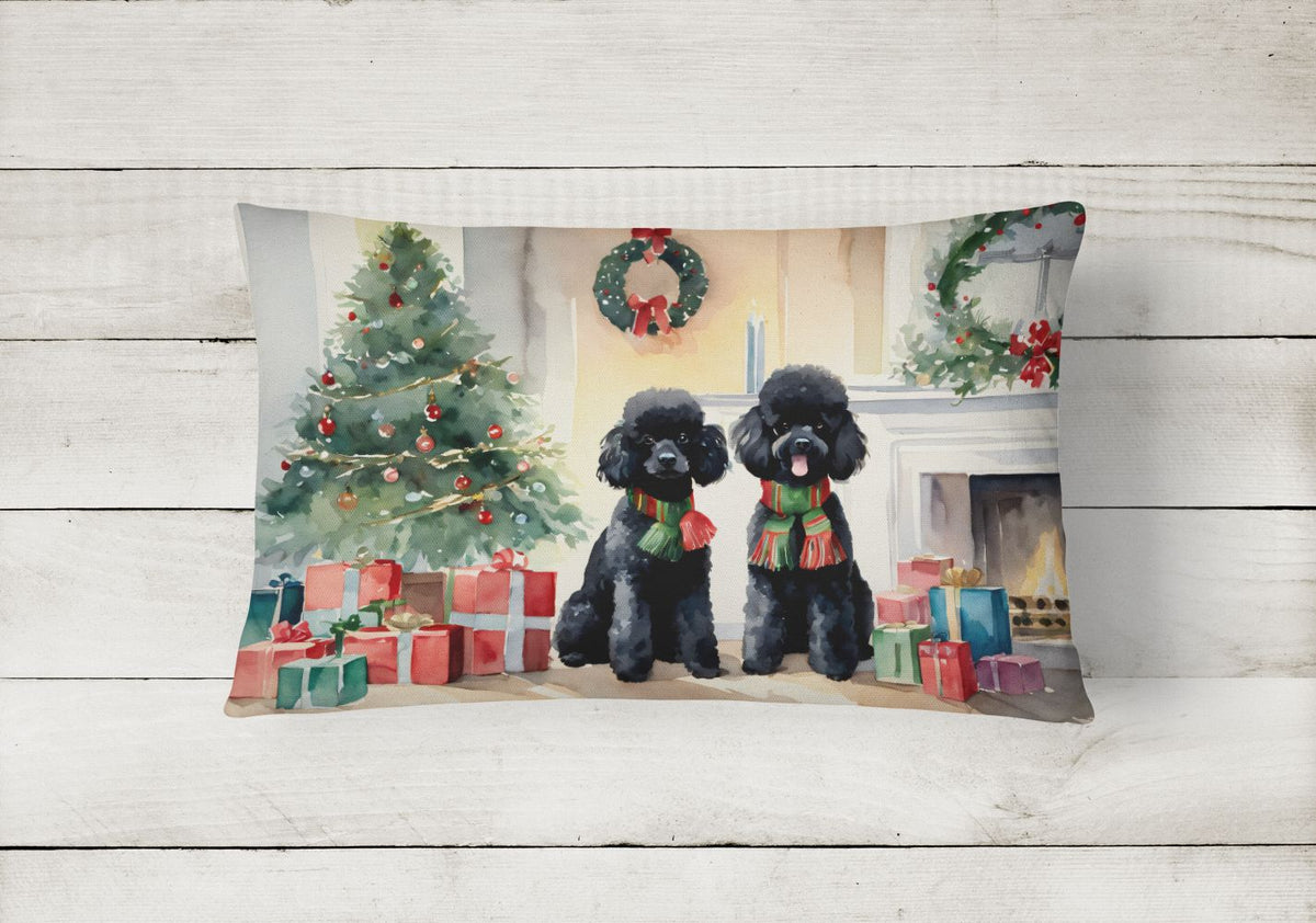 Cozy Christmas Poodle Indoor-Outdoor Throw Pillow