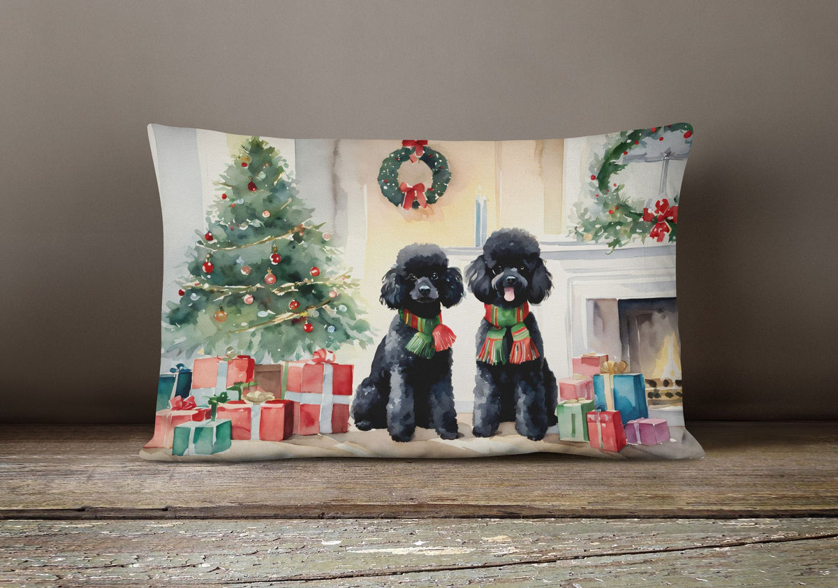 Cozy Christmas Poodle Indoor-Outdoor Throw Pillow