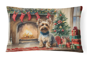 Cozy Christmas Silky Terrier Throw Pillow
