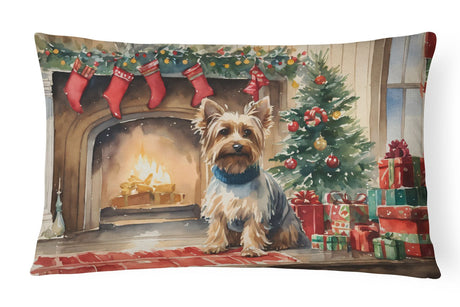 Cozy Christmas Silky Terrier Throw Pillow