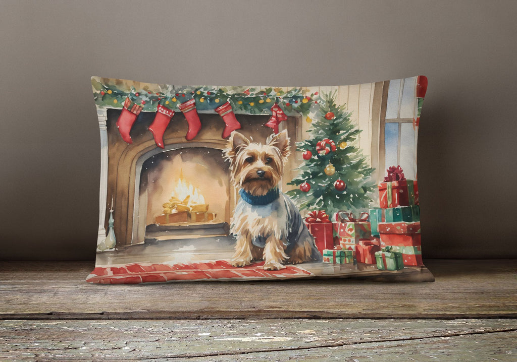 Cozy Christmas Silky Terrier Throw Pillow
