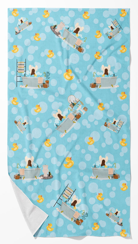 Cream Chinese Crested in Bathtub Bath Towel