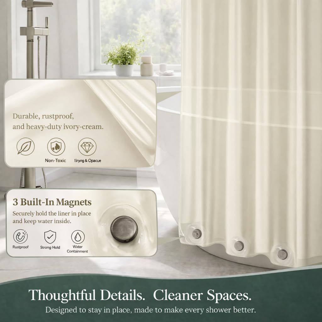 Clear Cream water-ready Shower Curtain Liner