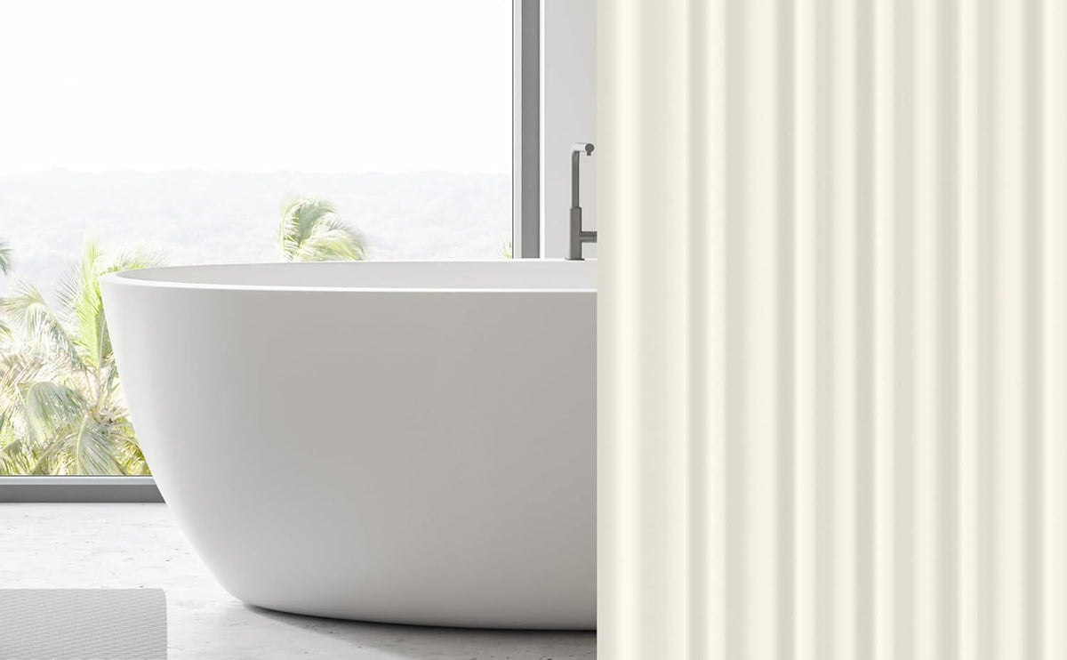 Clear Cream water-ready Shower Curtain Liner