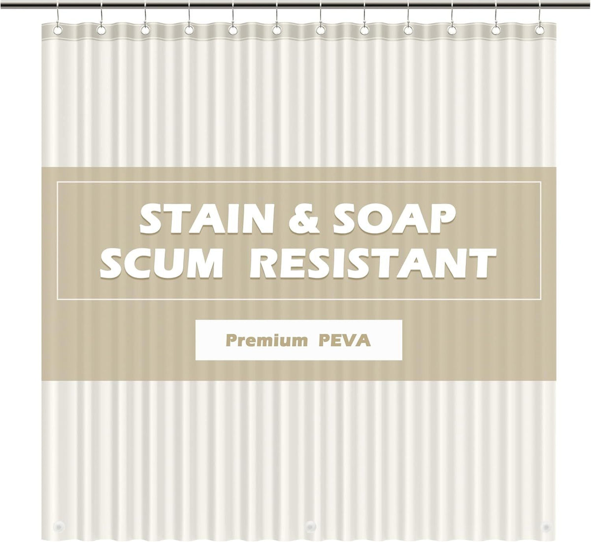 Clear Cream water-ready Shower Curtain Liner