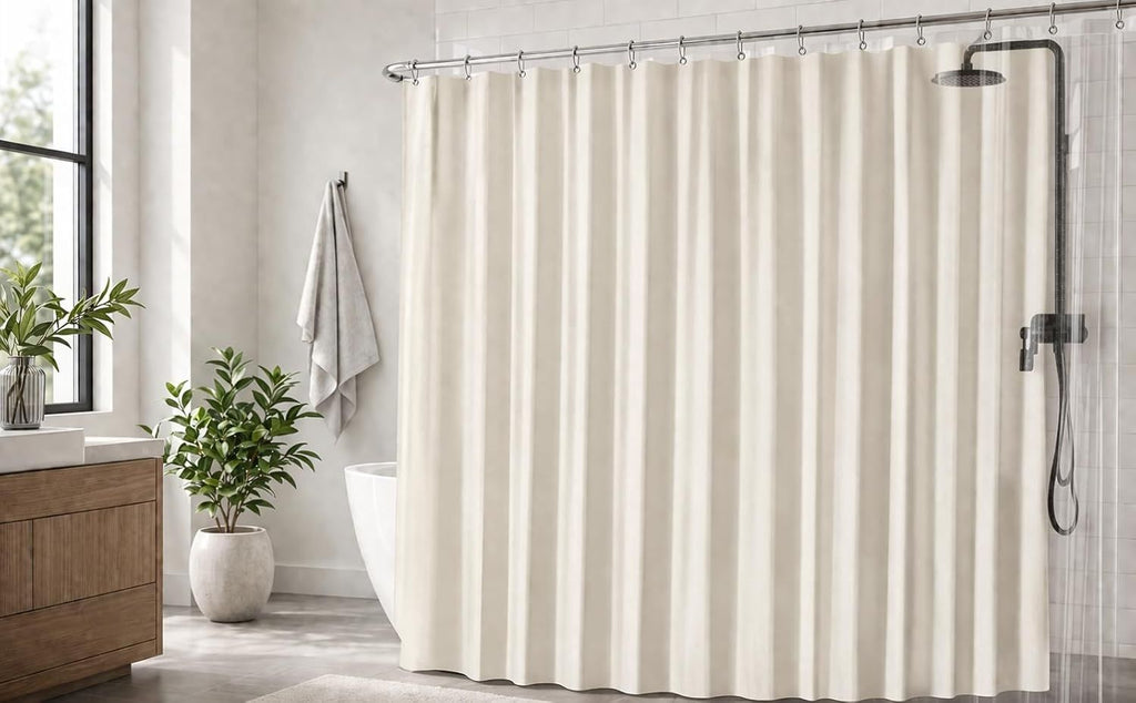 Clear Cream water-ready Shower Curtain Liner