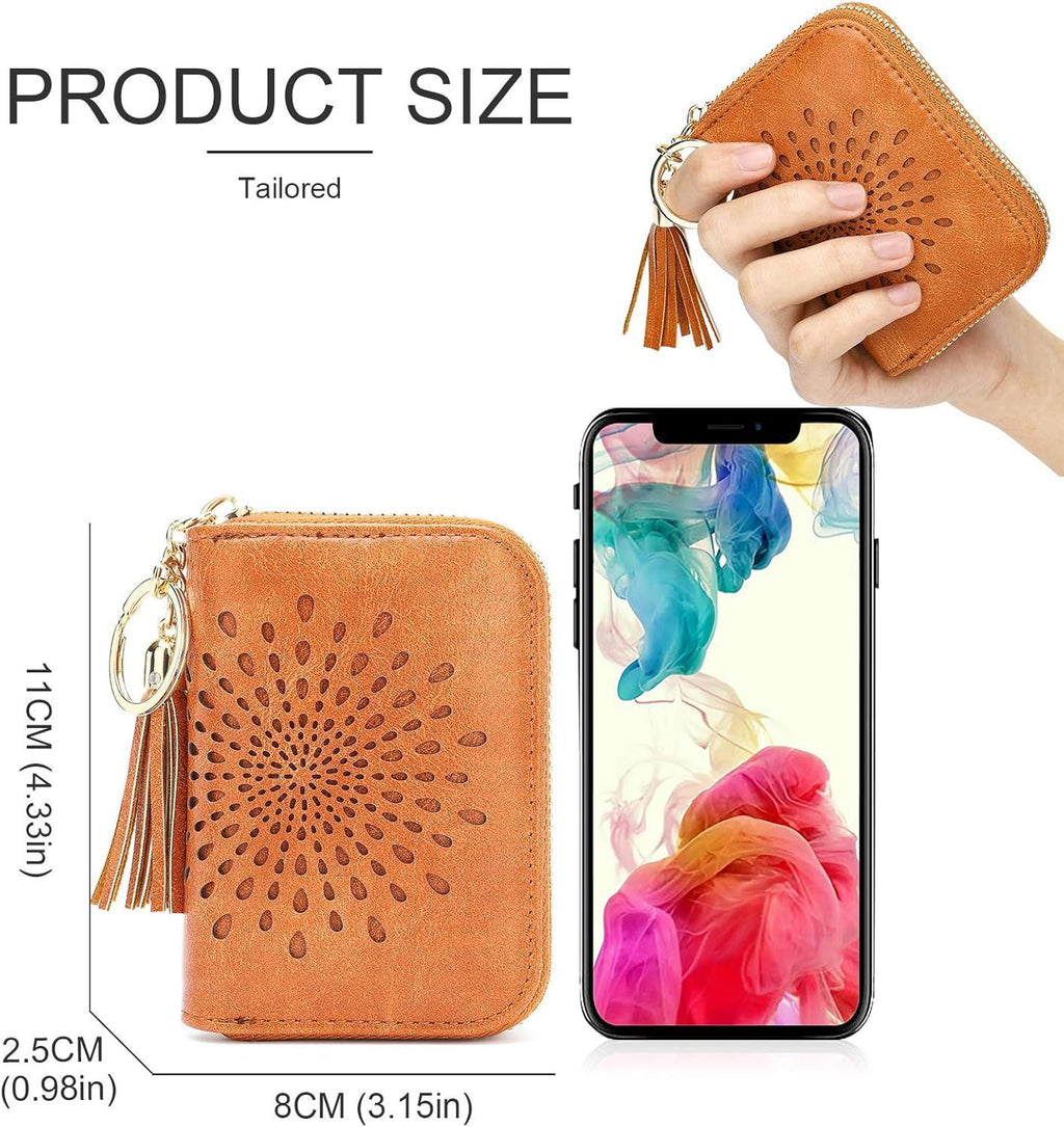 Compact Card and Cash Wallet with Keychain
