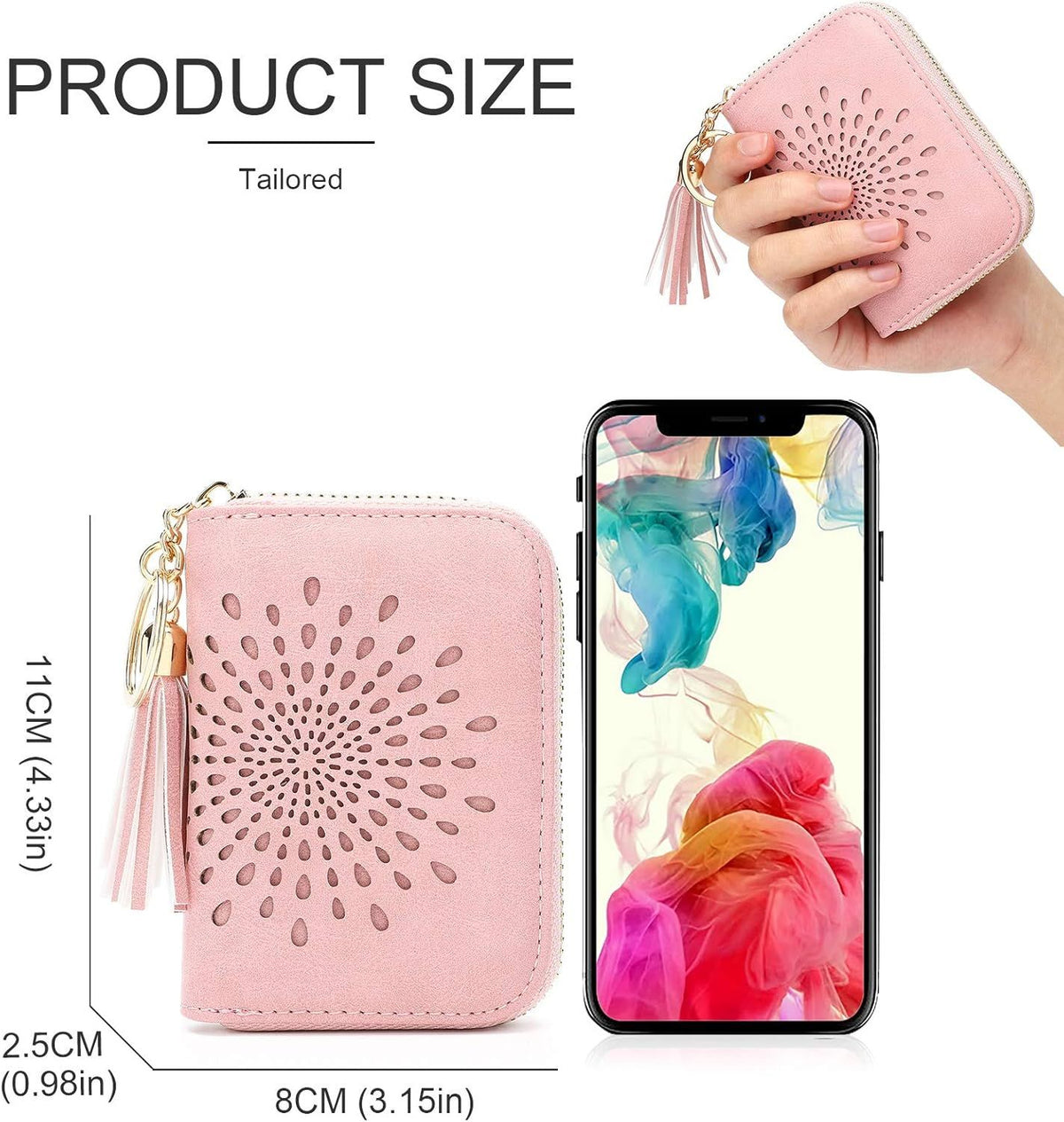 Compact Card and Cash Wallet with Keychain