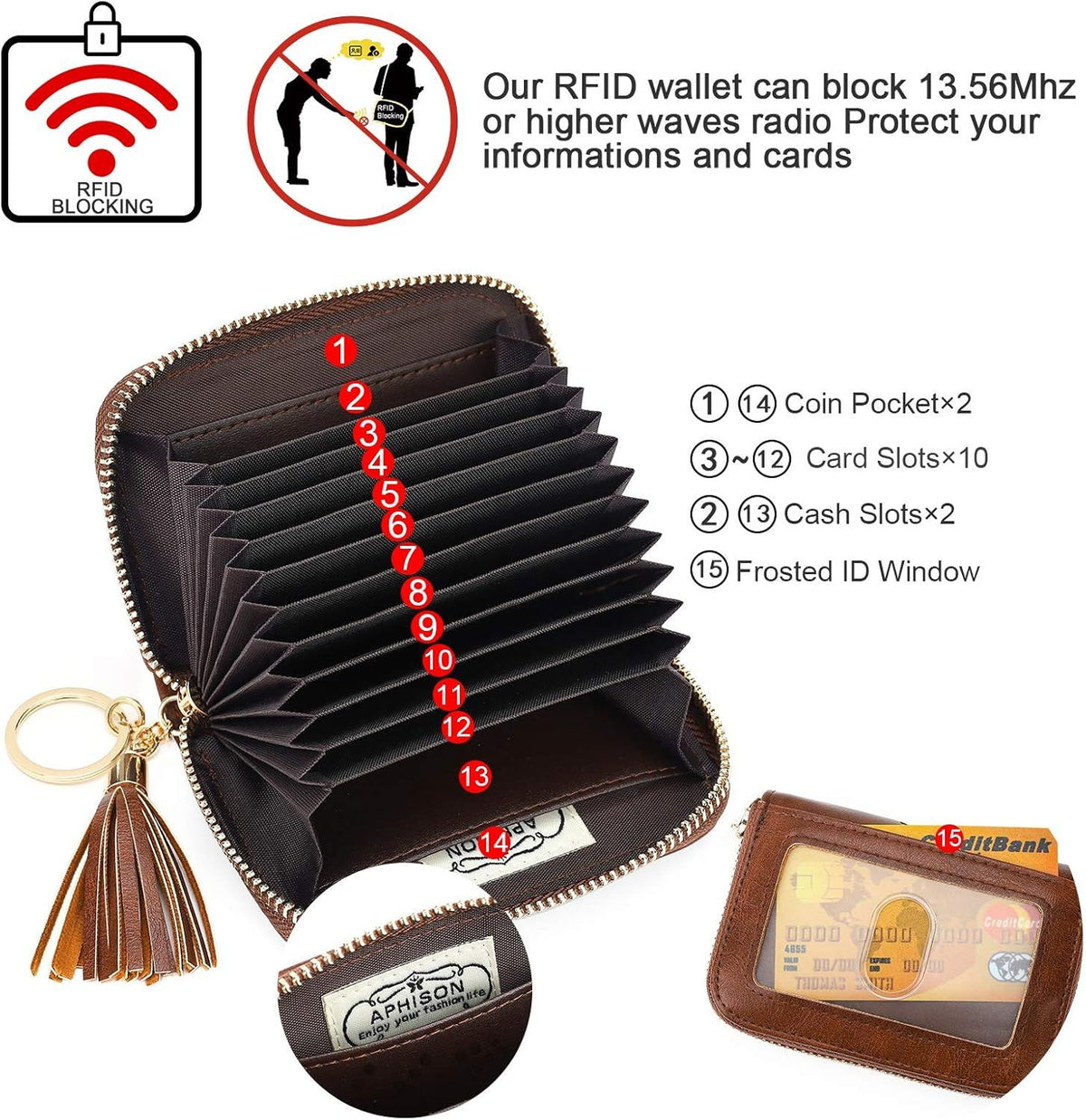 Compact Card and Cash Wallet with Keychain