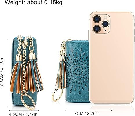 Compact Card and Cash Wallet with Keychain