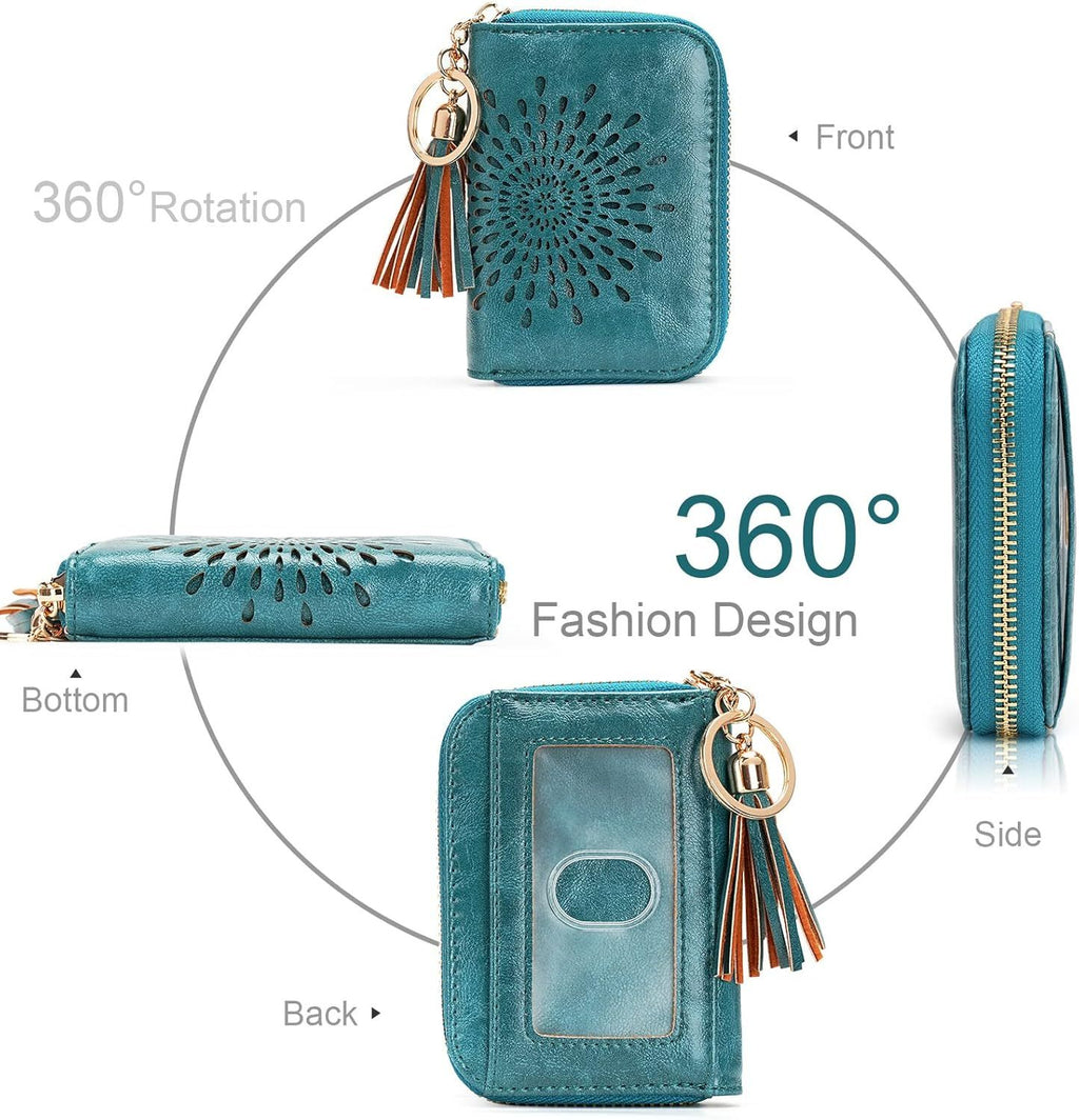 Compact Card and Cash Wallet with Keychain