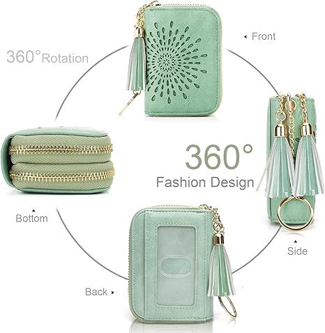 Compact Card and Cash Wallet with Keychain
