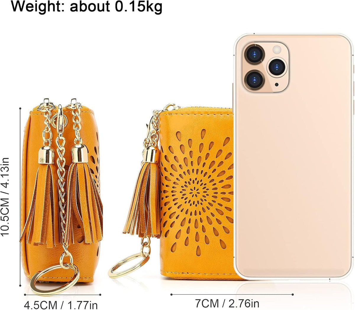 Compact Card and Cash Wallet with Keychain