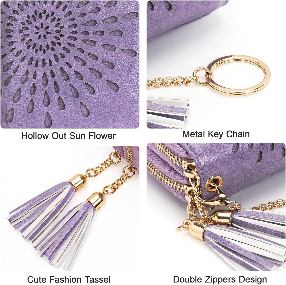 Compact Card and Cash Wallet with Keychain