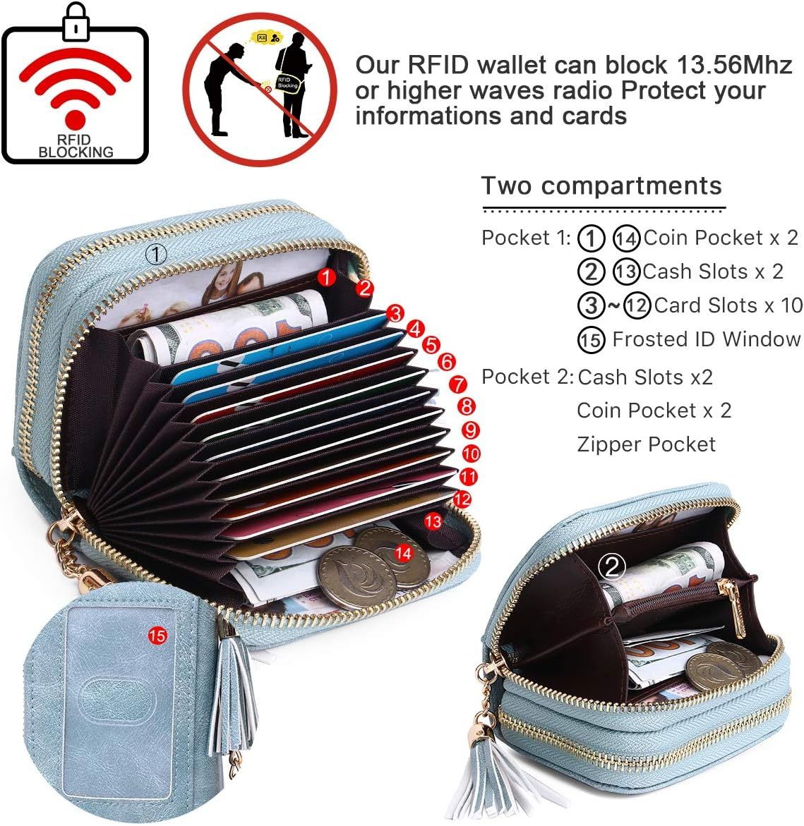 Compact Card and Cash Wallet with Keychain