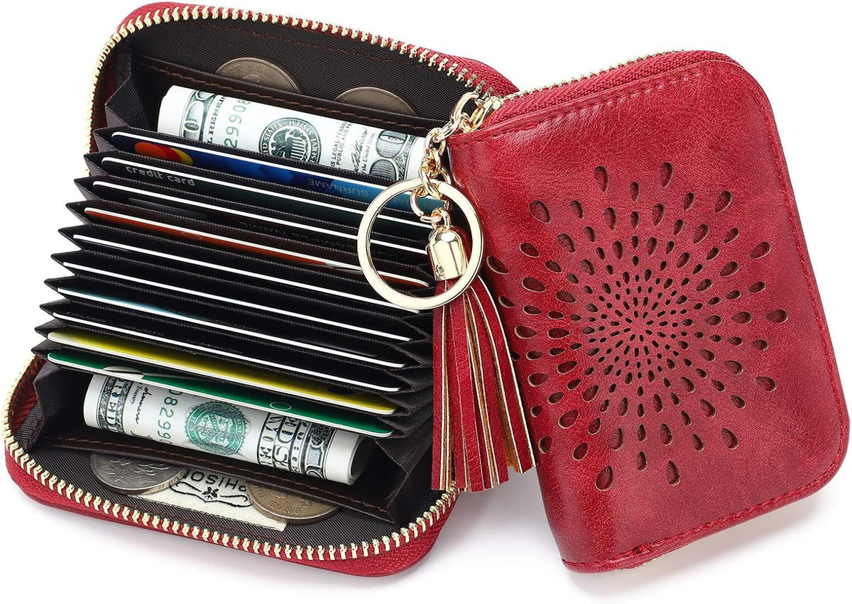 Compact Card and Cash Wallet with Keychain