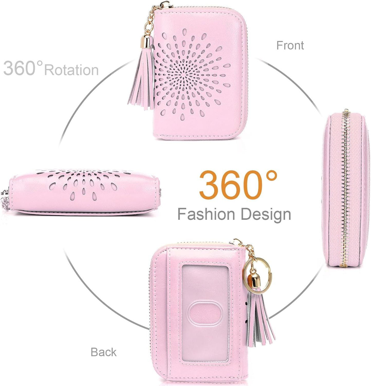 Compact Card and Cash Wallet with Keychain