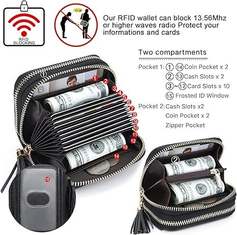 Compact Card and Cash Wallet with Keychain