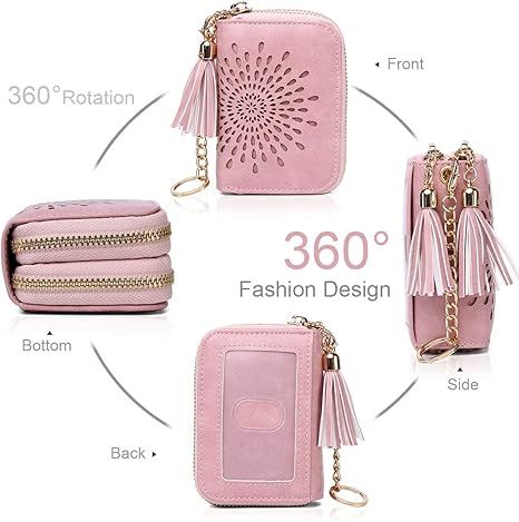 Compact Card and Cash Wallet with Keychain