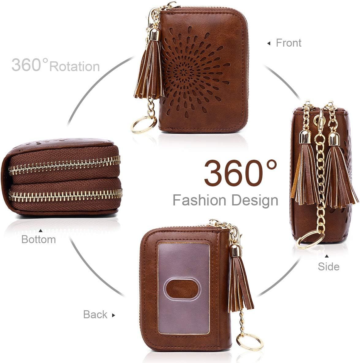 Compact Card and Cash Wallet with Keychain