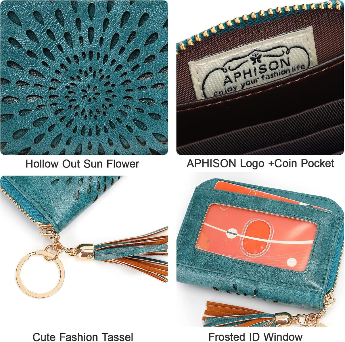 Compact Card and Cash Wallet with Keychain