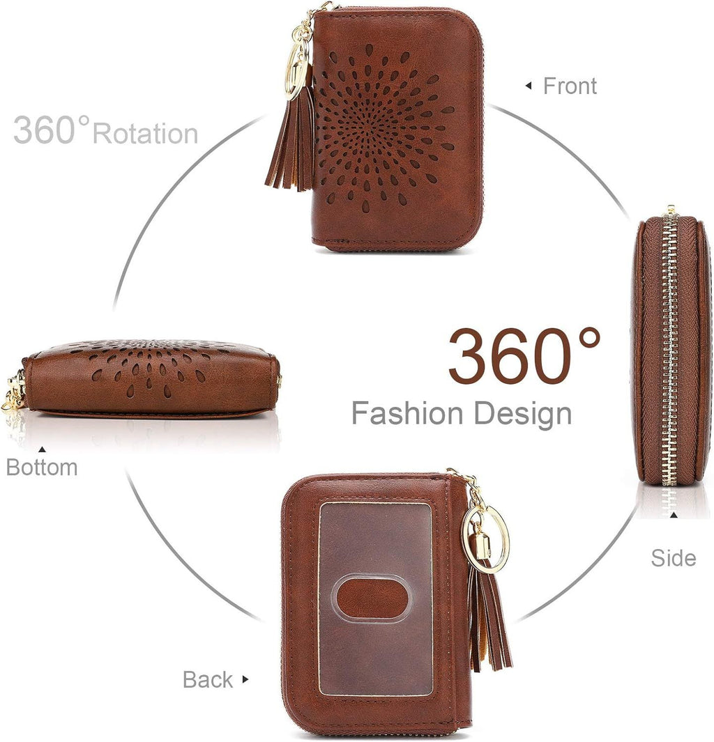 Compact Card and Cash Wallet with Keychain