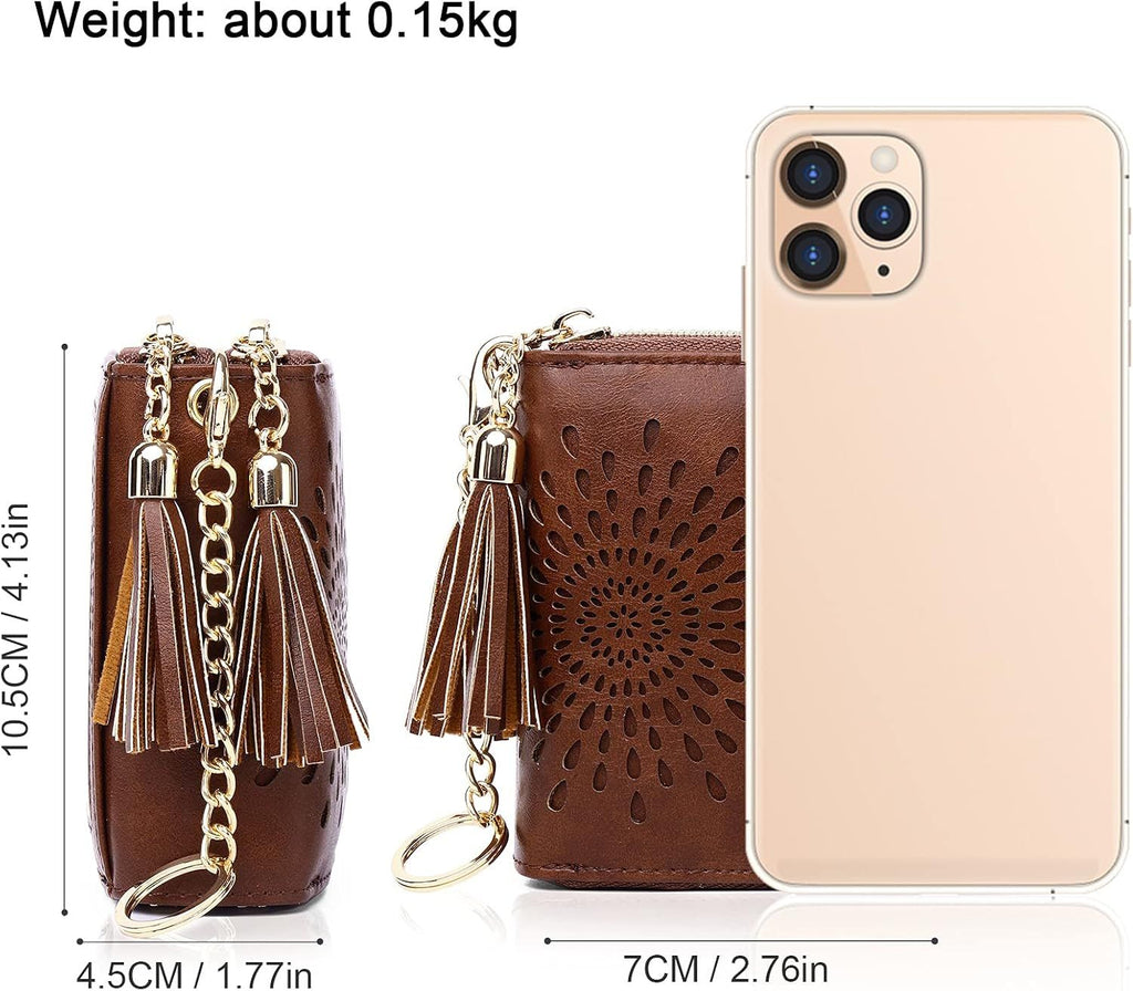 Compact Card and Cash Wallet with Keychain