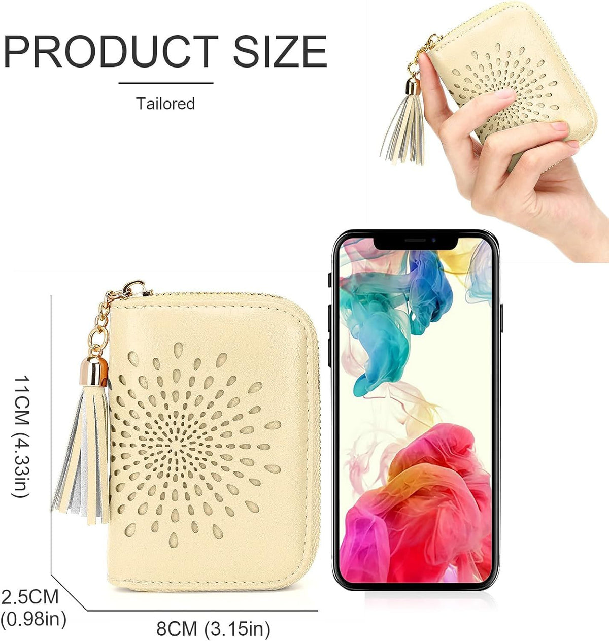 Compact Card and Cash Wallet with Keychain