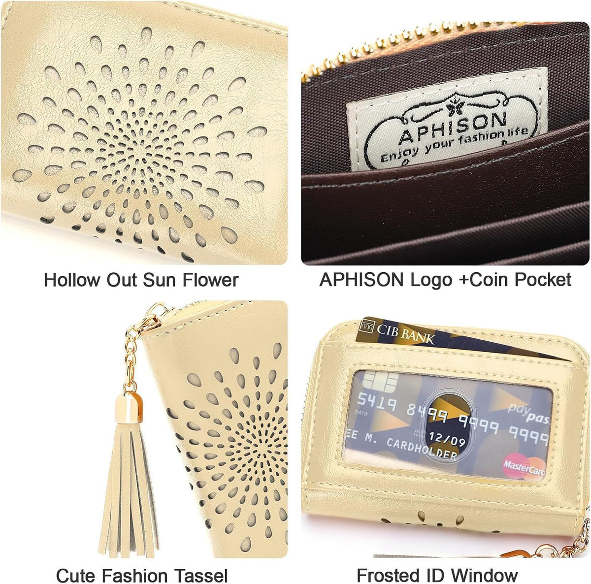 Compact Card and Cash Wallet with Keychain