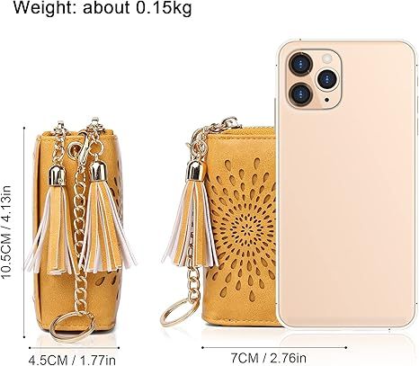 Compact Card and Cash Wallet with Keychain