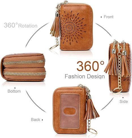 Compact Card and Cash Wallet with Keychain