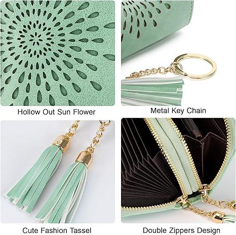 Compact Card and Cash Wallet with Keychain