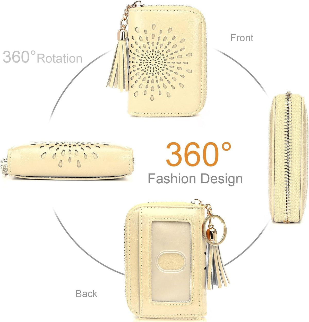 Compact Card and Cash Wallet with Keychain