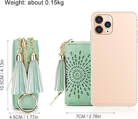 Compact Card and Cash Wallet with Keychain