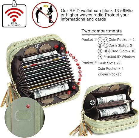 Compact Card and Cash Wallet with Keychain