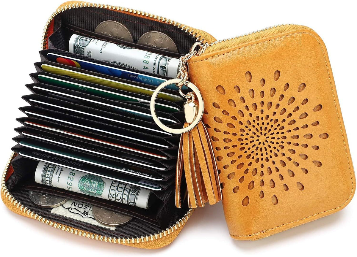 Compact Card and Cash Wallet with Keychain