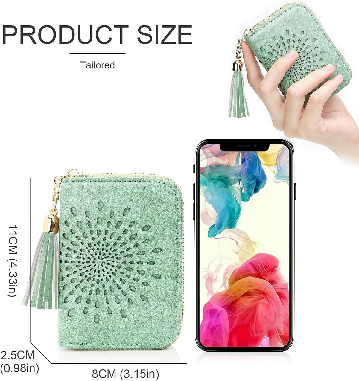 Compact Card and Cash Wallet with Keychain