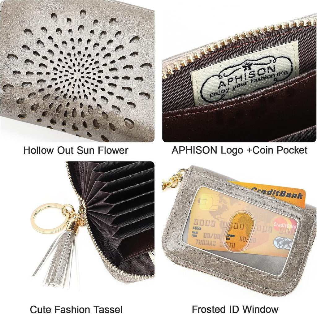 Compact Card and Cash Wallet with Keychain