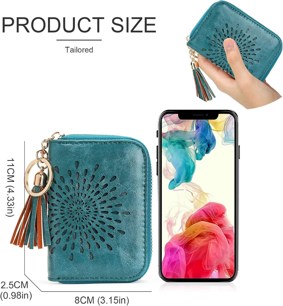 Compact Card and Cash Wallet with Keychain