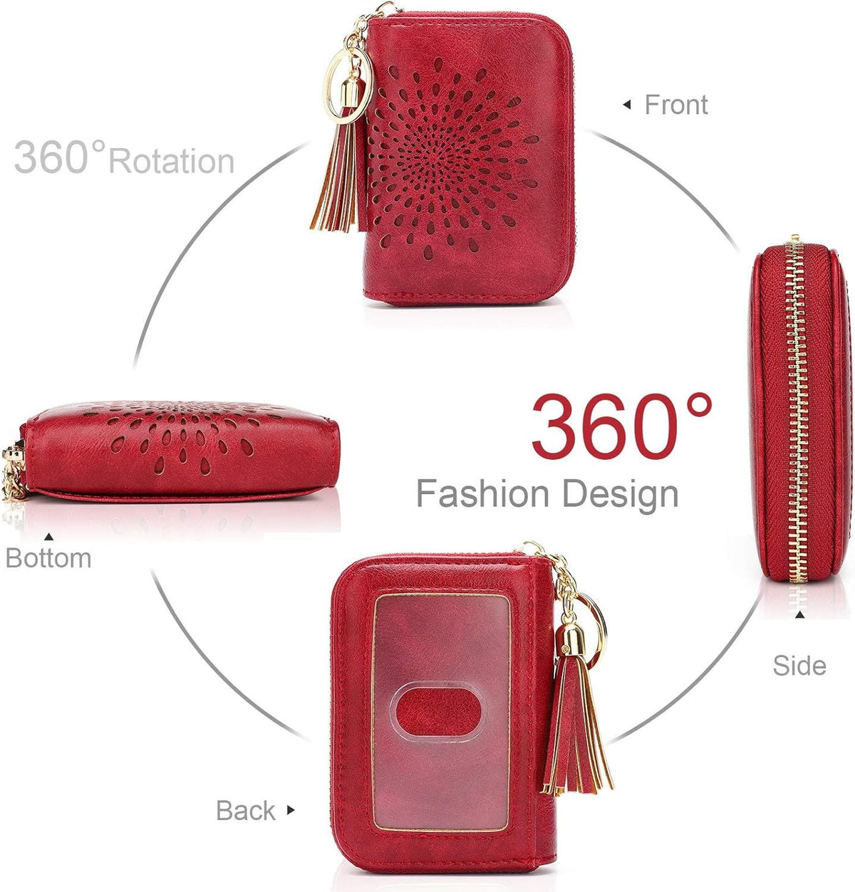 Compact Card and Cash Wallet with Keychain