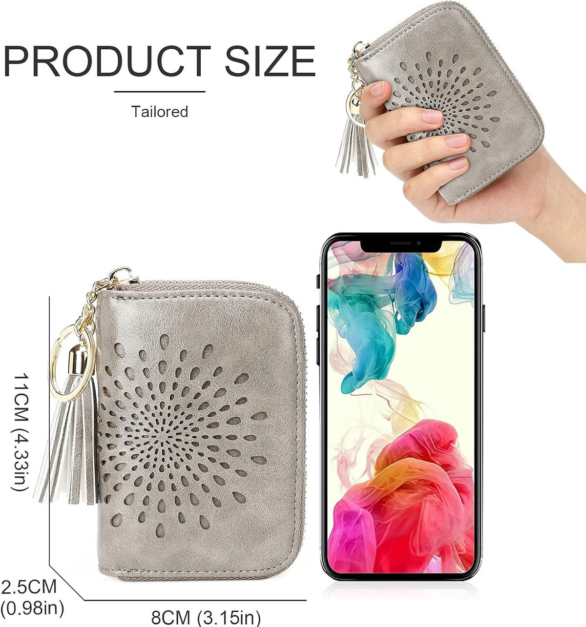 Compact Card and Cash Wallet with Keychain