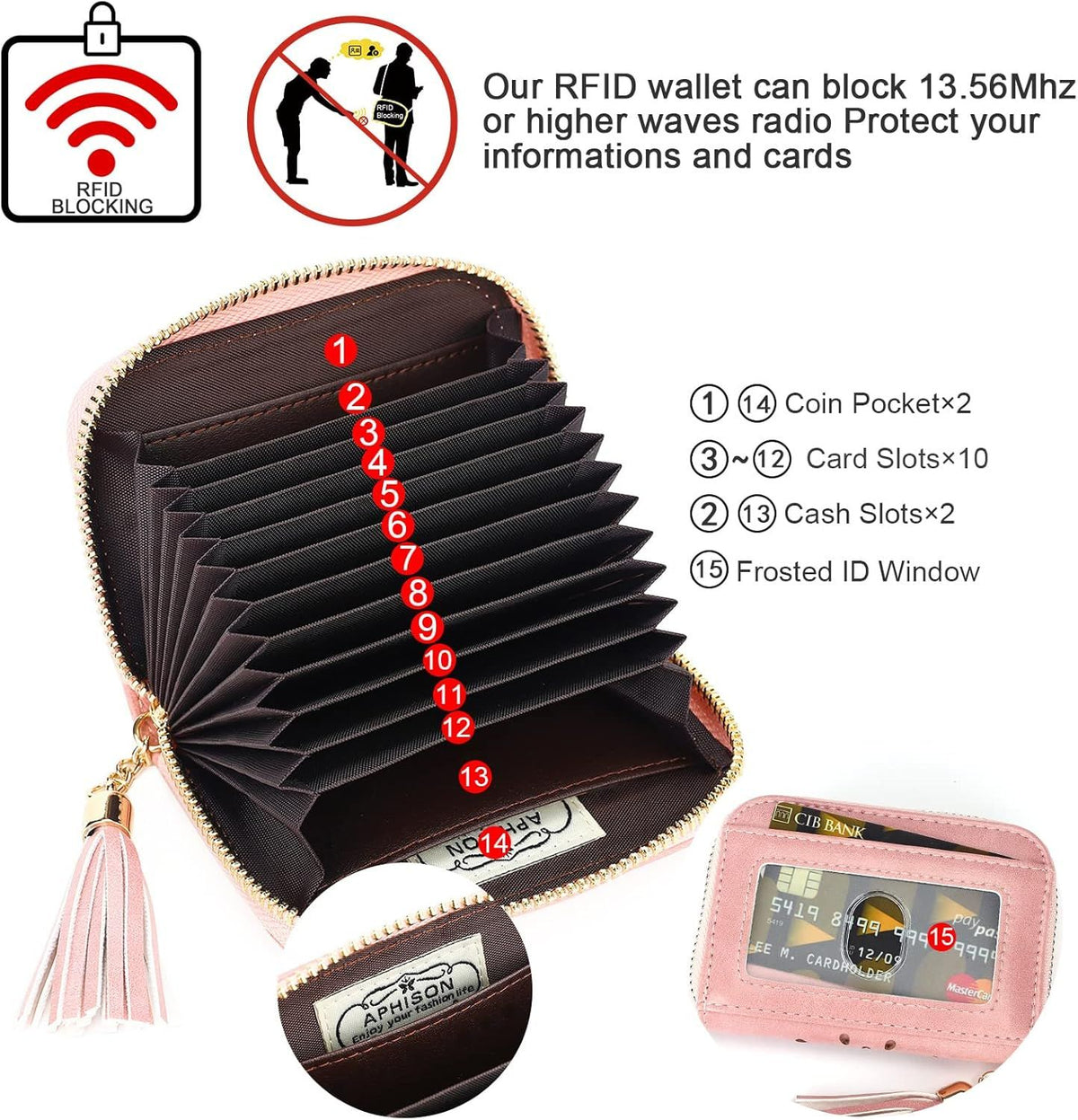 Compact Card and Cash Wallet with Keychain