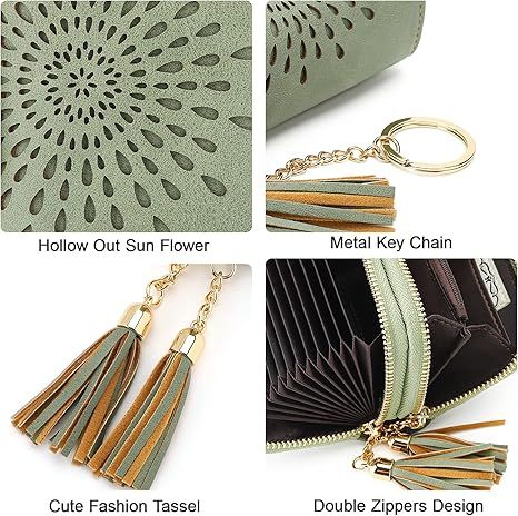 Compact Card and Cash Wallet with Keychain